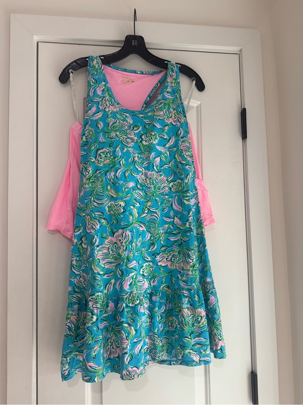 Lilly Pulitzer Luxletic Mixed Doubles Dress UPF 50+ in Cumulus Blue Chick Magnet
